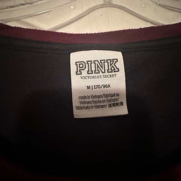 PINK Victoria's Secret Burgundy and Black Short Sleeve Tee - Picture 2 of 3